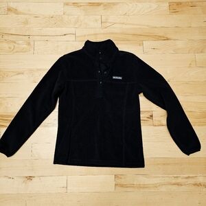 Columbia Women's Quarter Button Fleece Jacket Sweater Black Size Small S